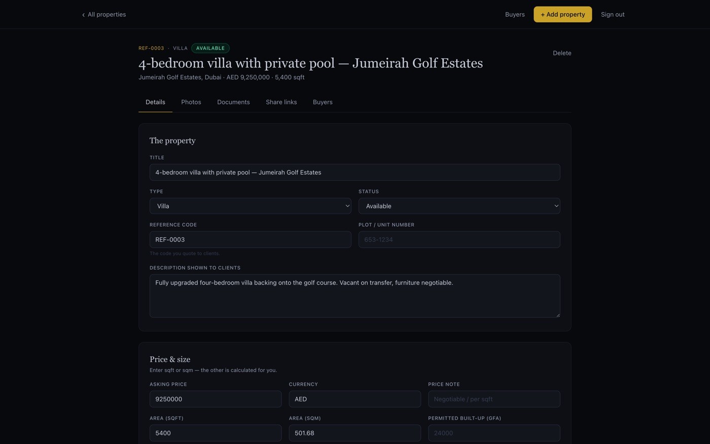 Estate Vault — Property record