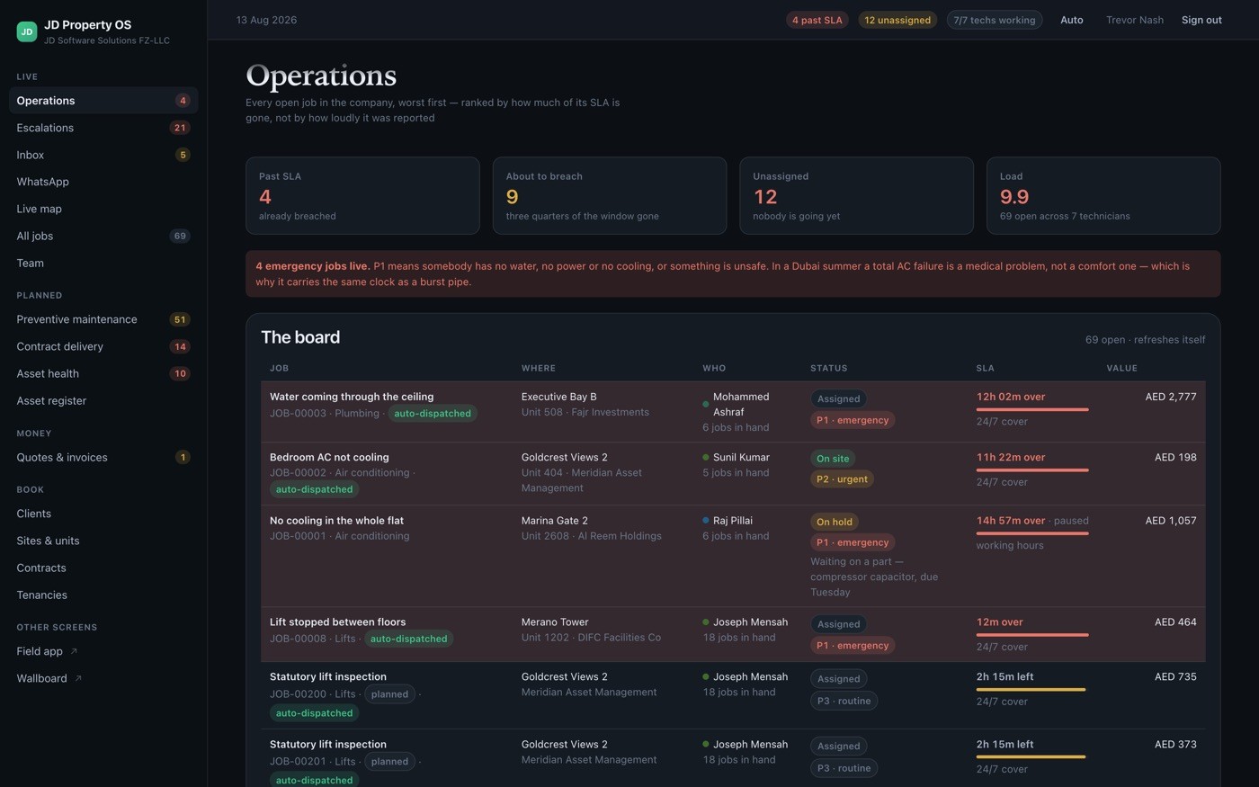 JD Property OS — Operations board