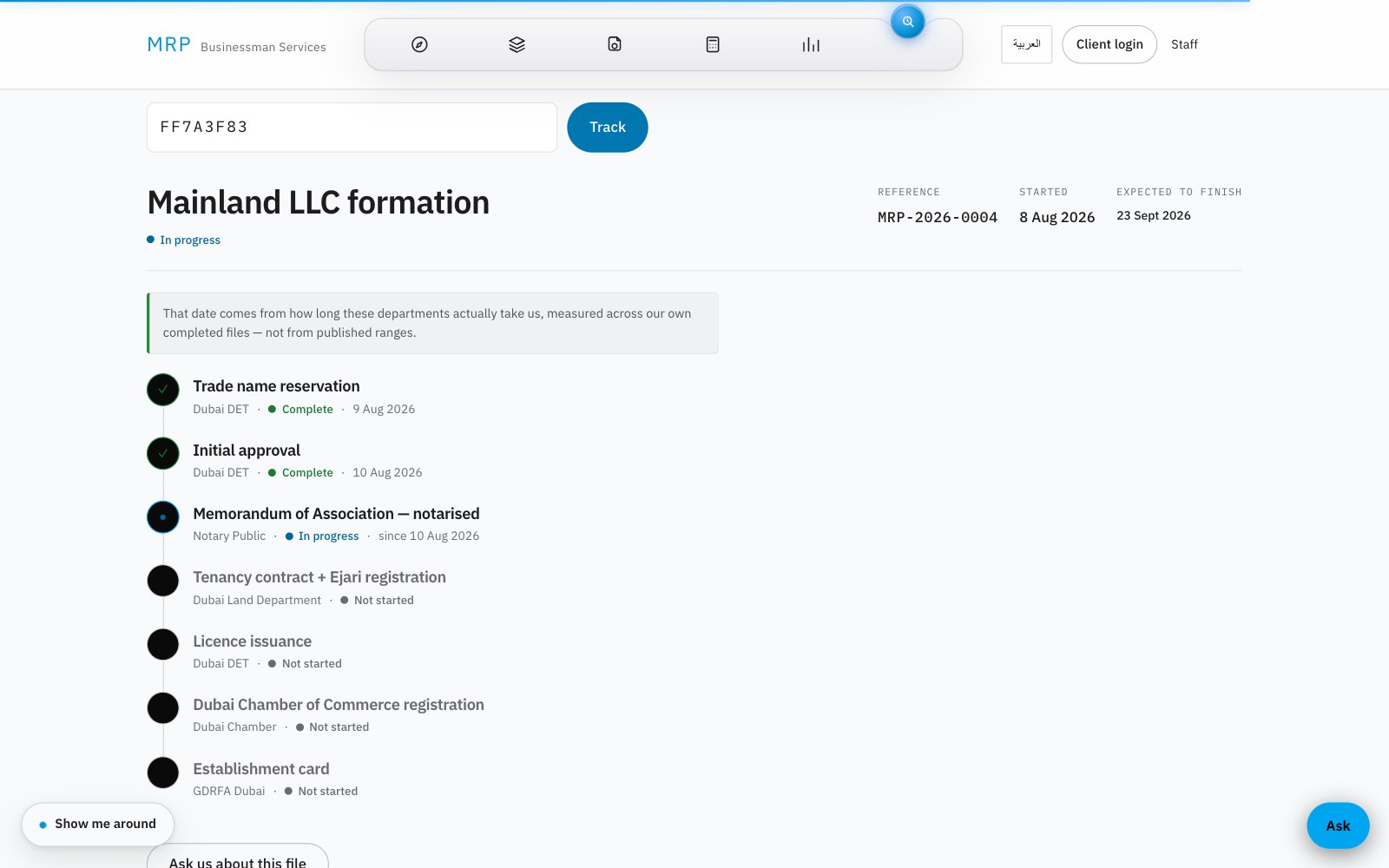 MRP Businessman Services — Public tracker