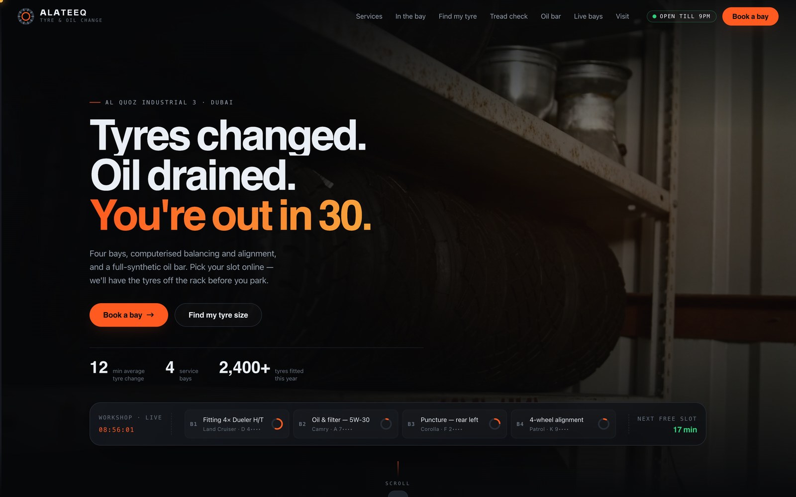 Tyre & Oil demo — Home — the workshop, live